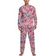 thumbnail image 1 of Pijama de tiburón abstracto de primavera de dos piezas con estampado animal colorido, conjunto de pijama cálido para hombre, ropa de dormir gráfica de manga larga para el hogar, 1 of 5