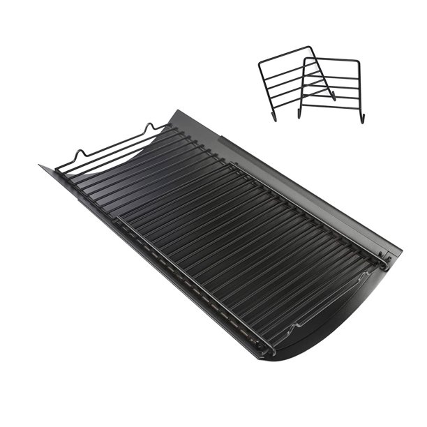 23" 35" Ash Pan/Drip Pan, Adjustable Fireplace Grate with 2 Fire Grate Hangers, Multifunctional