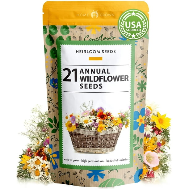 112,000+ Wildflower Seeds Bulk Mix of 21 Varieties, NonGMO Wild