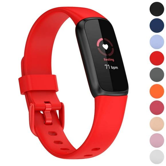 StrapsCo Bracelet de Montre en Caoutchouc de Couleur Unie en Silicone pour Fitbit Luxe