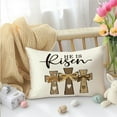 thumbnail image 2 of He is Risen Easter Lumbar Pillow Covers 12x20 inch Religious Faith Cross Porch Outdoor Pillowcase, Bow Christian Farmhouse Spring Decor Throw Pillow Covers for Home Sofa Couch（3-12b）, 2 of 6