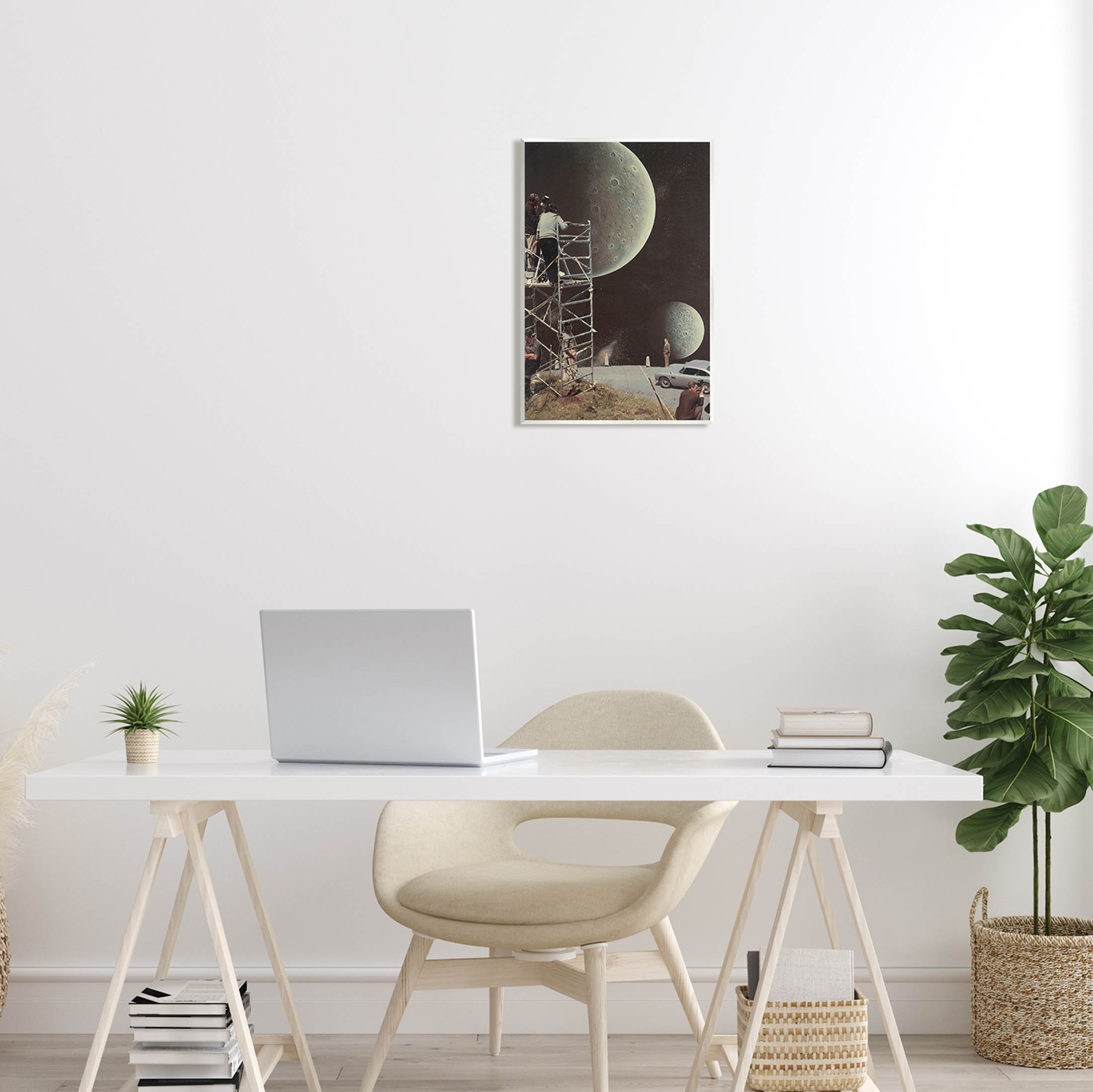 Stupell Industries Two Moons Vintage Film Set Galaxy Graphic Art Unframed Art Print Wall Art, Design by Matheus Lopes Castro