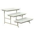thumbnail image 2 of Gibson Home Gracious Dining Dinnerware, 3-Tier Rectangle Plate Serving Set with Gold Metal Stand, White, 2 of 13
