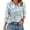 Light Blue, variant on Women's Printed V-Neck T-Shirt with Button Detail, Raglan Sleeve, and 3/4 Length, Perfect for Casual Fashion, Spring Fall Season, and Athletic Style,Dark Green M
