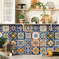 thumbnail image 3 of Mandala Style 24 Pcs (6x6 in) Decorative Tile Stickers, Peel and Stick Self Adhesive Removable Moroccan Talavera Tiles Backsplash Waterproof Kitchen Bathroom Furniture Staircase Home Decor, 3 of 8