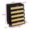 thumbnail image 2 of Vastcury Modern Wooden Dresser with 5 Rattan Drawers, Chest of Drawers with Spacious Storage for Bedroom, Living Room, Black, 2 of 10