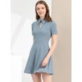 thumbnail image 1 of Unique Bargains Robe de Travail pour Femmes Bureau Ajustée et Évasée Mini à Col Rabattu avec Trou de Serrure, 1 of 5