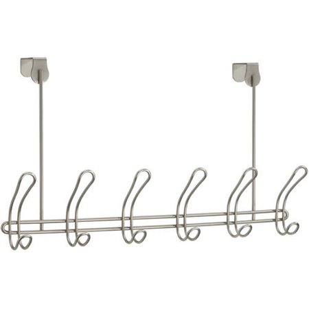 Mainstays Classico Over-the-Door 6-Hook Rack, Satin Nickel