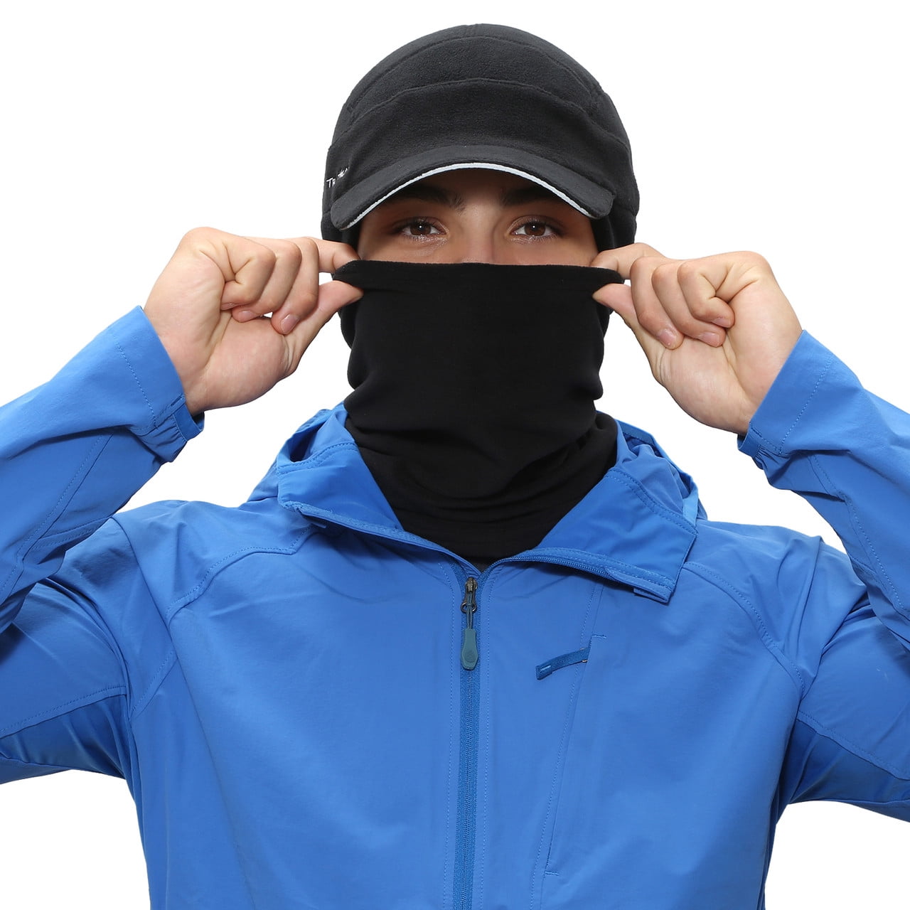 TrailHeads Men's Gift Set - Fleece Ball Cap with Drop Down Ear Warmer and Microfleece Neck Warmer/Gaiter - black
