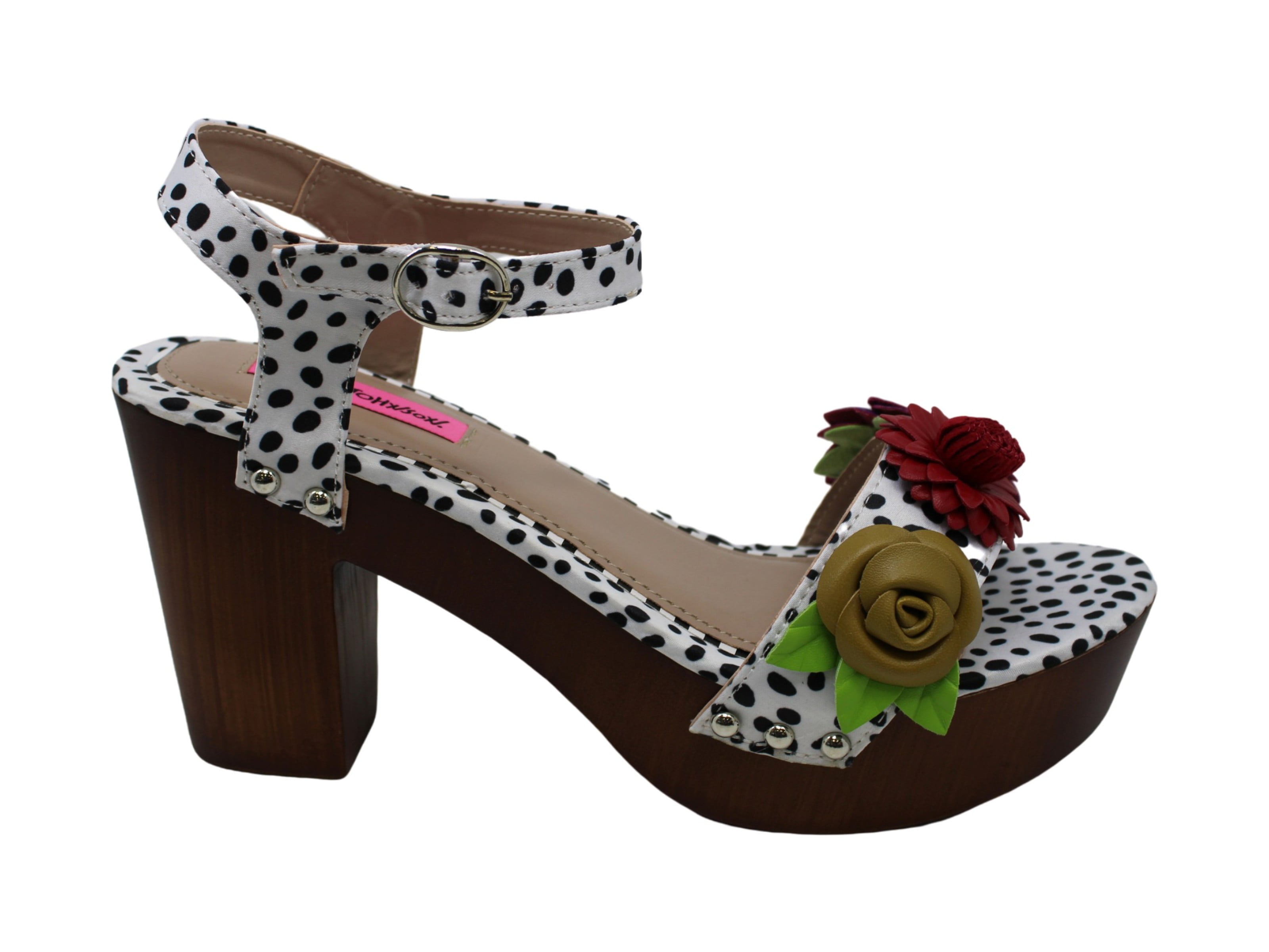 betsey johnson rosee flower wood clog sandals