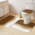 thumbnail image 3 of Brown Gradient Bathroom Rugs Set Watercolor Abstract Brown Gradient Water Ripples Non Slip Absorbent Soft Bath Mats 3 Piece Set with Bathroom Rug, U-Shaped Floor Mat, Toilet Seat Cover Large Size, 3 of 9