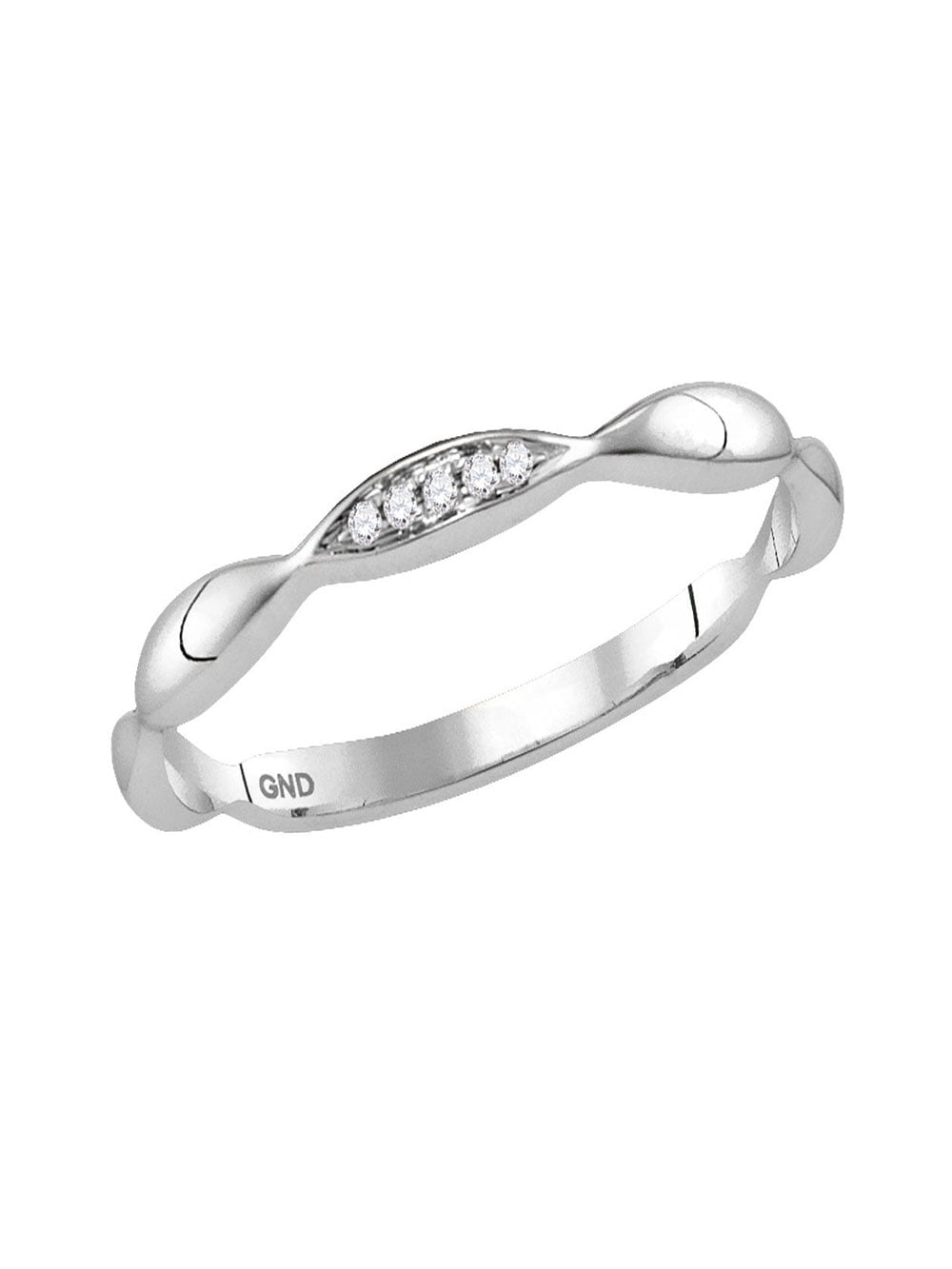 10kt White Gold Womens Round Diamond Contour Stackable Band Ring .02 Cttw