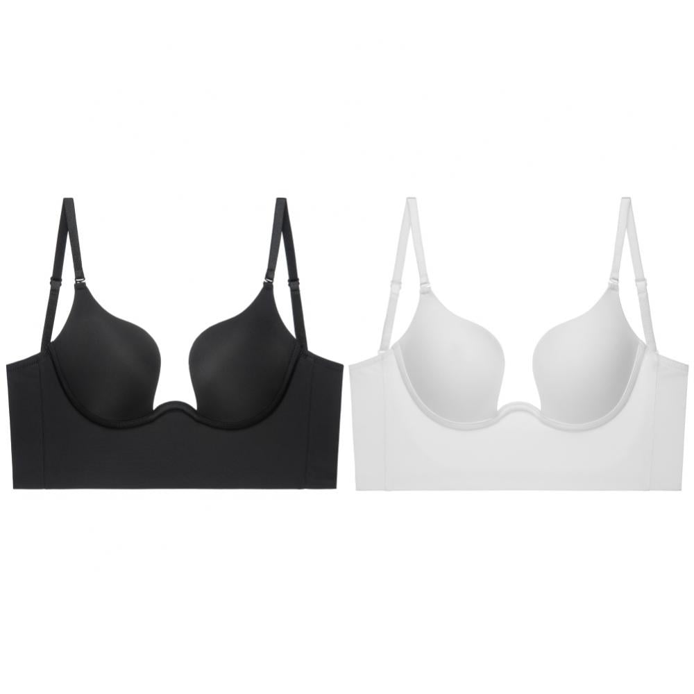 Deep Plunge Low Back Push up Bra Comfort Deep V Neck Backless Bra,Low