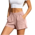 thumbnail image 4 of QSAWXQZ Women's Cotton Shorts Elastic Waist Solid Loose Shorts with Pockets XL, 4 of 7
