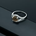 thumbnail image 4 of Gem Stone King 925 Sterling Silver Brown Smoky Quartz Ring for Women (2.20 Cttw, Round 8MM, Gemstone Birthstone, Size 8), 4 of 4