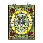 RADIANCE Goods Tiffany-Style Floral Stained Glass Window Panel 24" Height