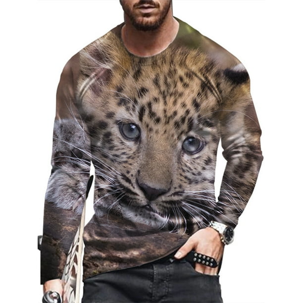 Avamo Mens Cartoon Dragon Tee Tops 3D Animal Print T Shirts Long Sleeve