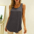 thumbnail image 4 of Tank Tops for Women Fashion Women's Casual Loose And Comfortable Solid Color Sleeveless Round-Neck Tank Top Dark Gray XL, 4 of 5