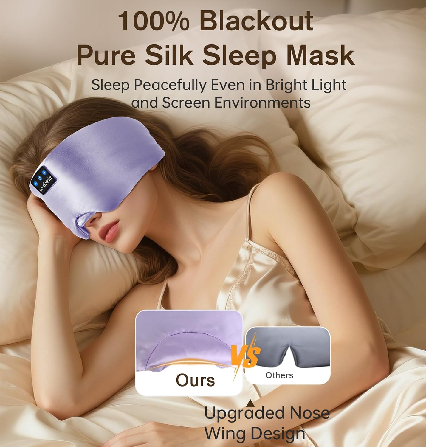 MUSICOZY 3D Sleep Mask with Bluetooth Headphones, Ice Silk Sleep Headphones with Bluetooth 5.4, Total Blackout Eye Mask for Sleeping, Sleep Soft Mask for Women Men, All Night Sleep, Travel Gift