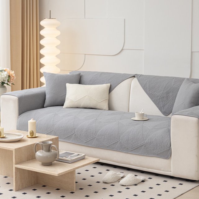 Washable Cotton Patchwork Slipcover Backside Anti Slip Particles Couch and L Shaped Sofa Towel Pure Color Breathable Seat Covers