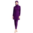 thumbnail image 4 of Frontwalk Ladies Swimwear Full Coverage Bathing Suit Muslim Style Swimsuit Women Conservative Beachwear Three Pieces Burkini Purple 6XL, 4 of 4