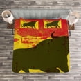 thumbnail image 3 of Ambesonne Spanish Quilted Bedspread Set 3 Pcs, Bull Silhouette on Flag, King Size, Vermilion Yellow Umber, 3 of 3