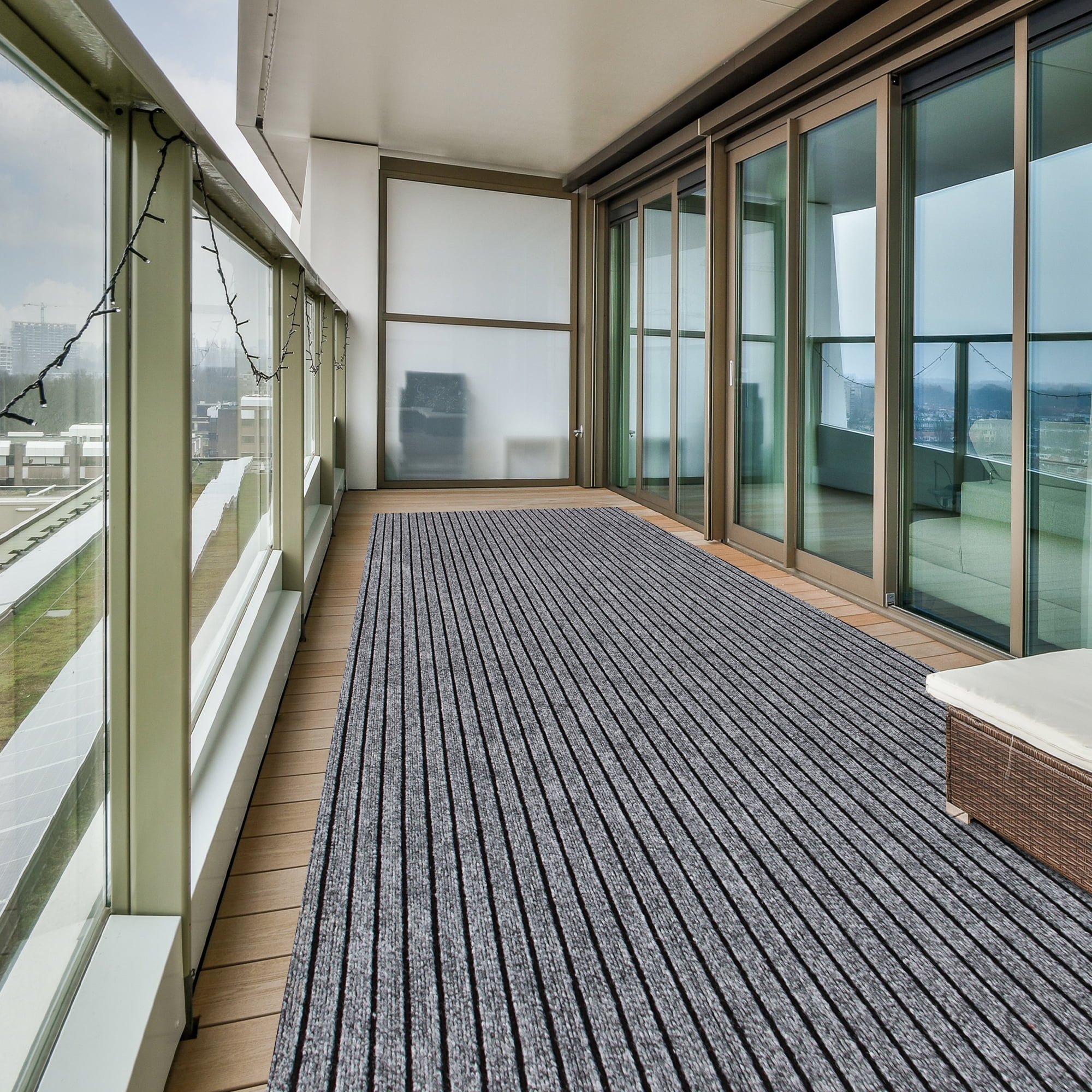 Koloko Runner Rugs Outdoor Indoor Non-Slip Area Rug Long Carpet Runners with Rubber Backing Mat Custom Size for Hallway Kitchen Entryway Garage, Grey Striped, 2' x 6'