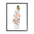 thumbnail image 2 of Stupell Industries Trendy Fashionable Girl Coffee Cup Beauty & Fashion Painting Gray Framed Art Print Wall Art, 2 of 5