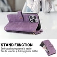 thumbnail image 6 of Jiahe Cover for iPhone 14 Plus, Mulit-Function Wallet Case,Flip Leather Zipper Card Holder Stand with Adjustable Shoulder Strap Full Body Protection Case Cover, purple, 6 of 7