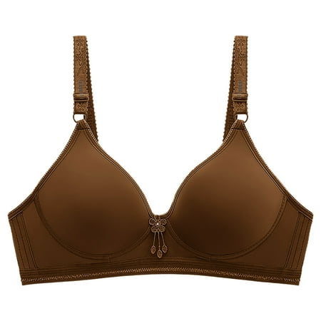 Plus Size Bras Women Back-Smoothing Bra Feature V-Neck Demi & Balconette Bra Style W-6 Hook and Eye Closure Bra Brown L