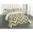 thumbnail image 3 of Ambesonne Geometric Quilted Bedspread Set 3 Pcs, Contemporary Design, King Size, White Black and Yellow, 3 of 5