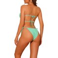 thumbnail image 3 of INSPIRE CHIC Women's Ruffle Pleated Push Up Bikini Sets, 2 Piece High Cut Tie Side String Bikini Swimsuits Small Turquoise Green, 3 of 5