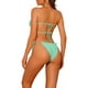 thumbnail image 3 of INSPIRAR CHIC Conjuntos de Bikini de Ropa de Mujer con Volantes y Pliegues, 2 Piezas, Bikini de Corte Alto con Lazos Lateral, Trajes de Baño Grande Verde Turquesa, 3 of 4