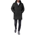thumbnail image 2 of INSPIRE CHIC Hooded Puffer Jacket for Men's Mid-Length Warm Outerwear Zipper Winter Quilted Padded Coat S Black, 2 of 6