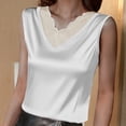 thumbnail image 4 of yillto Womens Satin Tank Tops Lace V Neck Sleeveless Silky Vest Shirts Causal Loose Outfits for Women, 4 of 7