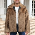 thumbnail image 2 of Penkiiy Men’s Faux Fur Short Coat Winter Leopard Warm Thicken Jacket Cardigan Fluffy Soft Plush Outerwear Overwear Faux Fur Coat Men Coffee, 2 of 5