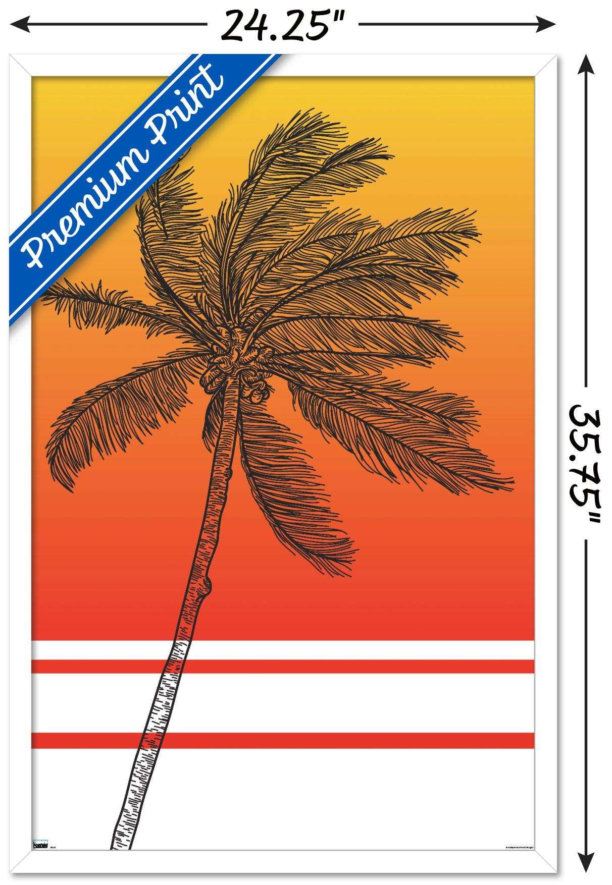 Line Art - Palm Tree Wall Poster, 22.375" x 34", Framed