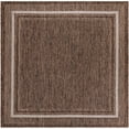 thumbnail image 3 of Unique Loom Outdoor Border Collection Area Rug - Soft Border (7' 10" Square Brown/Ivory), 3 of 6