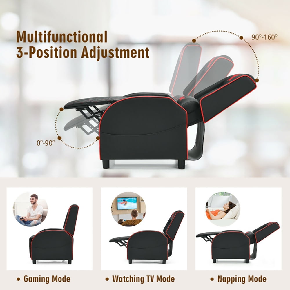 Finihen Massage Recliner Chair, Massage Gaming Recliner Chair with Headrest and Adjustable Backrest, for Home Theater, Red Finihen Massage Recliner Chair, Massage Gaming Recliner Chair with Headrest and Adjustable Backrest, for Home Theater, Red