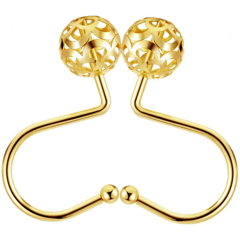 Gold Shower Curtain Hooks Rings,Set of 12 Decorative Shower