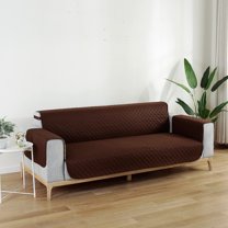 DONGPAI Sofa Slipcover Reversible Sofa Cover Water Resistant Couch Cover with Foam Sticks Elastic Straps Furniture Protector for Pets Kids Children Dog Cat, Coffee