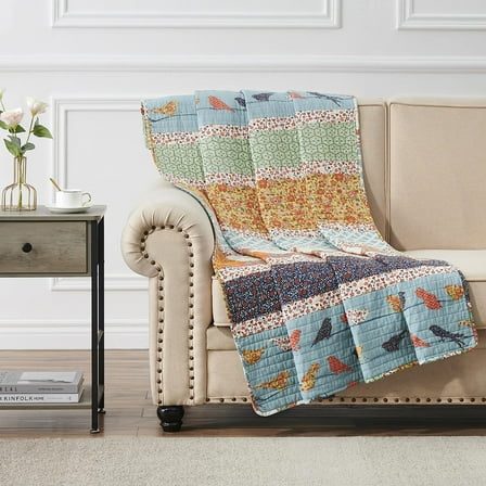 Barefoot Bungalow Carlie Young Fashion Reversible Throw Blanket, Calico Stripes