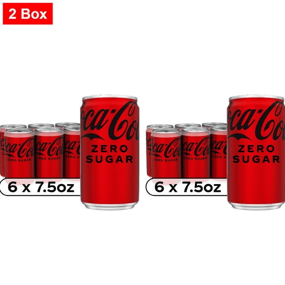 Coca-Cola Zero Sugar Soda Mini Cans 6 CT / 7.5 fl oz - 2 Box