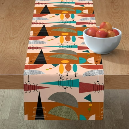 

Cotton Sateen Table Runner 90 - Retro Mod Mid Century Vintage Style Atomic Space Age Inspired Midcentury Modern Abstract Print Custom Table Linens by Spoonflower