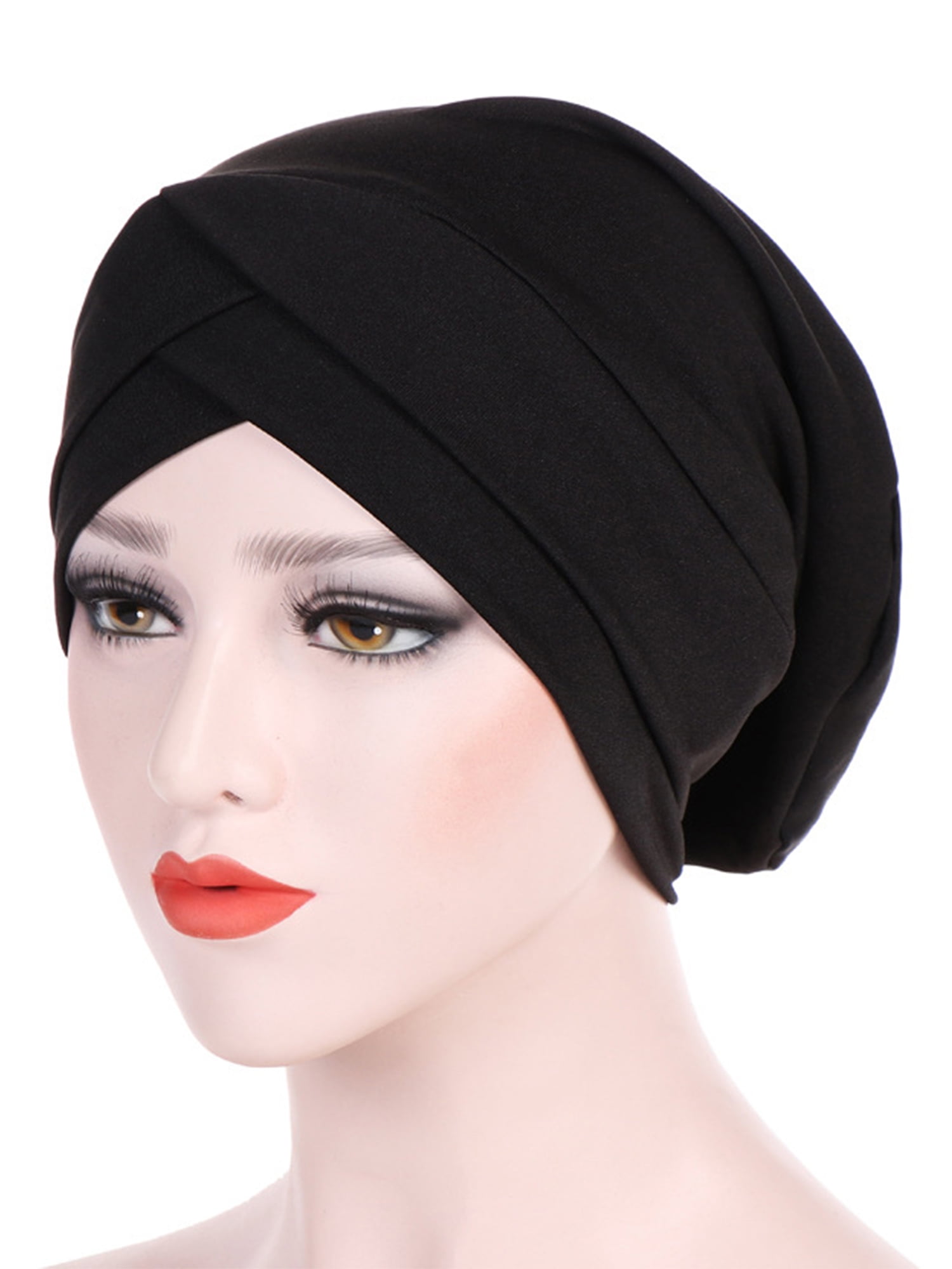 Muslim Women Hijab Turban Hat Pleated Bonnet Beanie Stretch Multicolor Headwrap 