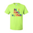 thumbnail image 2 of Wild Bobby Be A Kind Human Positive Inspirational Slogan Inspirational/Christian Men Graphic Tee, Safety Green, Medium, 2 of 6