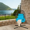 thumbnail image 4 of Costway Hanging Folding Egg Chair with Stand Soft Cushion Pillow Swing Hammock Turquoise, 4 of 10