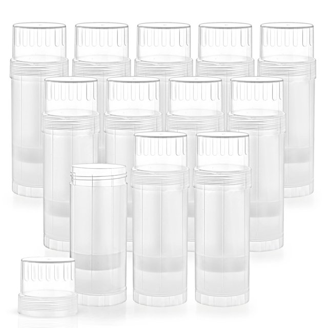 Mirrline 12 recipientes vacíos de desodorante de 2.0 fl oz/2 oz, tubo de soporte de desodorante de plástico giratorio para lápiz labial, barra de protección solar, translúcido