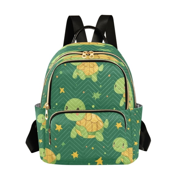 Quilted Backpack Fashion Backpack 10.23*5.11*12.59 Inch Women's Fashion Backpack Picnic Shopping Travel Out Sports backpack Cute Green Cartoon Turtle