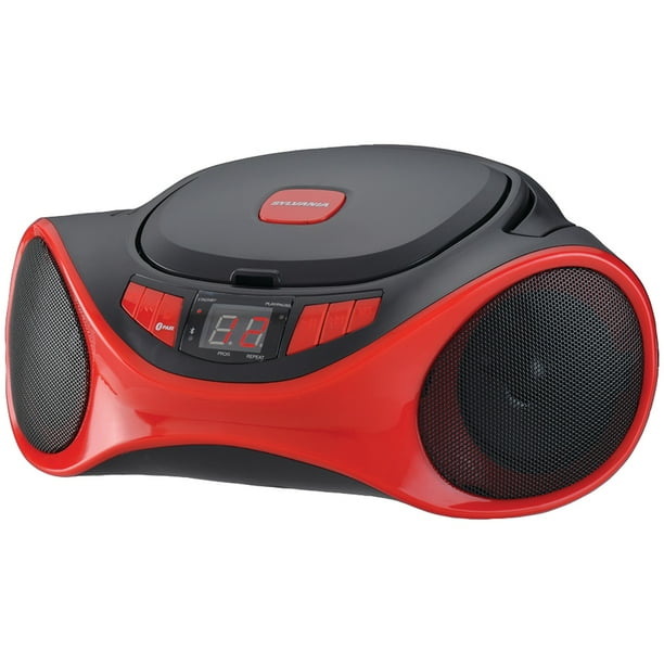 SYLVANIA SRCD1063BTRED Bluetooth Portable CD Radio Boom Box (Red